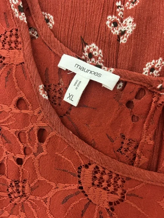 Maurices Women’s Floral Rust Sleeveless Tunic Top Blouse Size XL - Picture 3 of 6